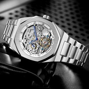 NEW Silver Mens Business Luxury Skeleton Watch